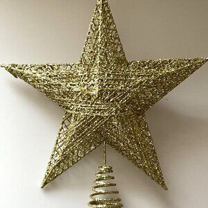 CHRISTMAS TREE TOPPER GLITTERED GOLD STAR (10'')